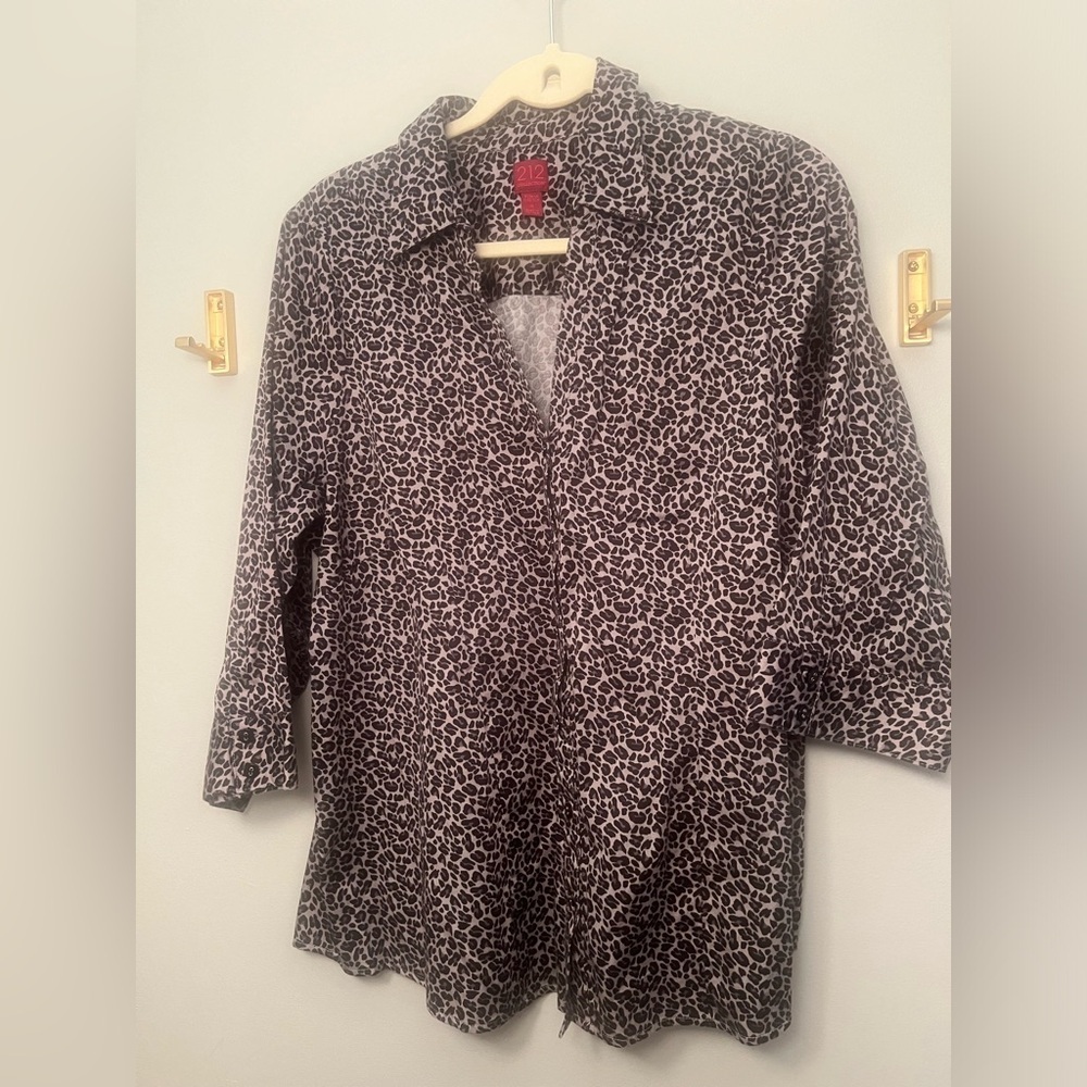 212 1X button down shirt leopard print